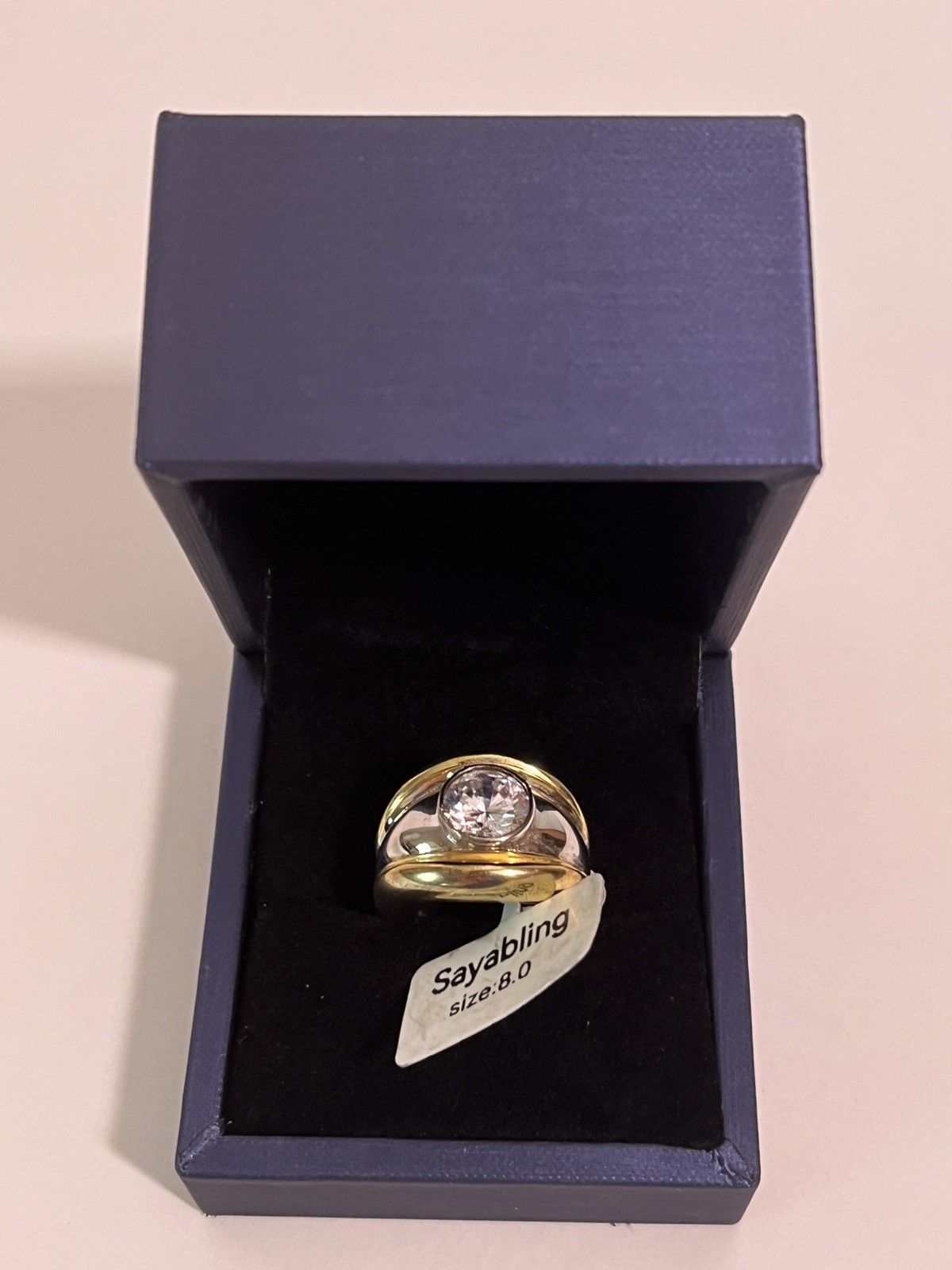 Sayabling 3 carat Engagement ring size 8 Round Two Tone Modern