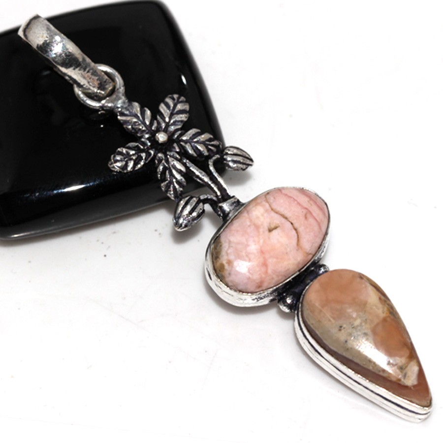 Pyrite In Rhodochrosite Jewellery Pendant Handmade Gemstone Size 2.5″ MJ