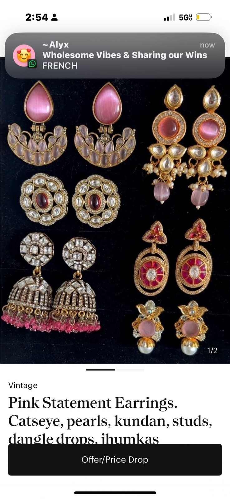 PINK Assorted Indian Pakistani Statement Kundan and Stone Earrings (Pick 2)