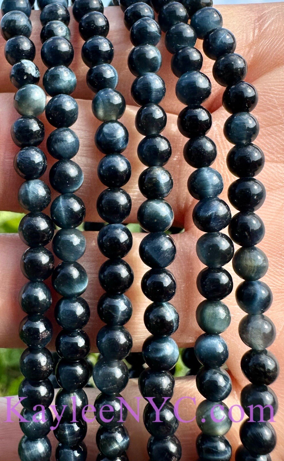 Wholesale 6 Pcs Natural Blue Tiger Eye 4mm 7.5” Crystal Stretch Bracelet