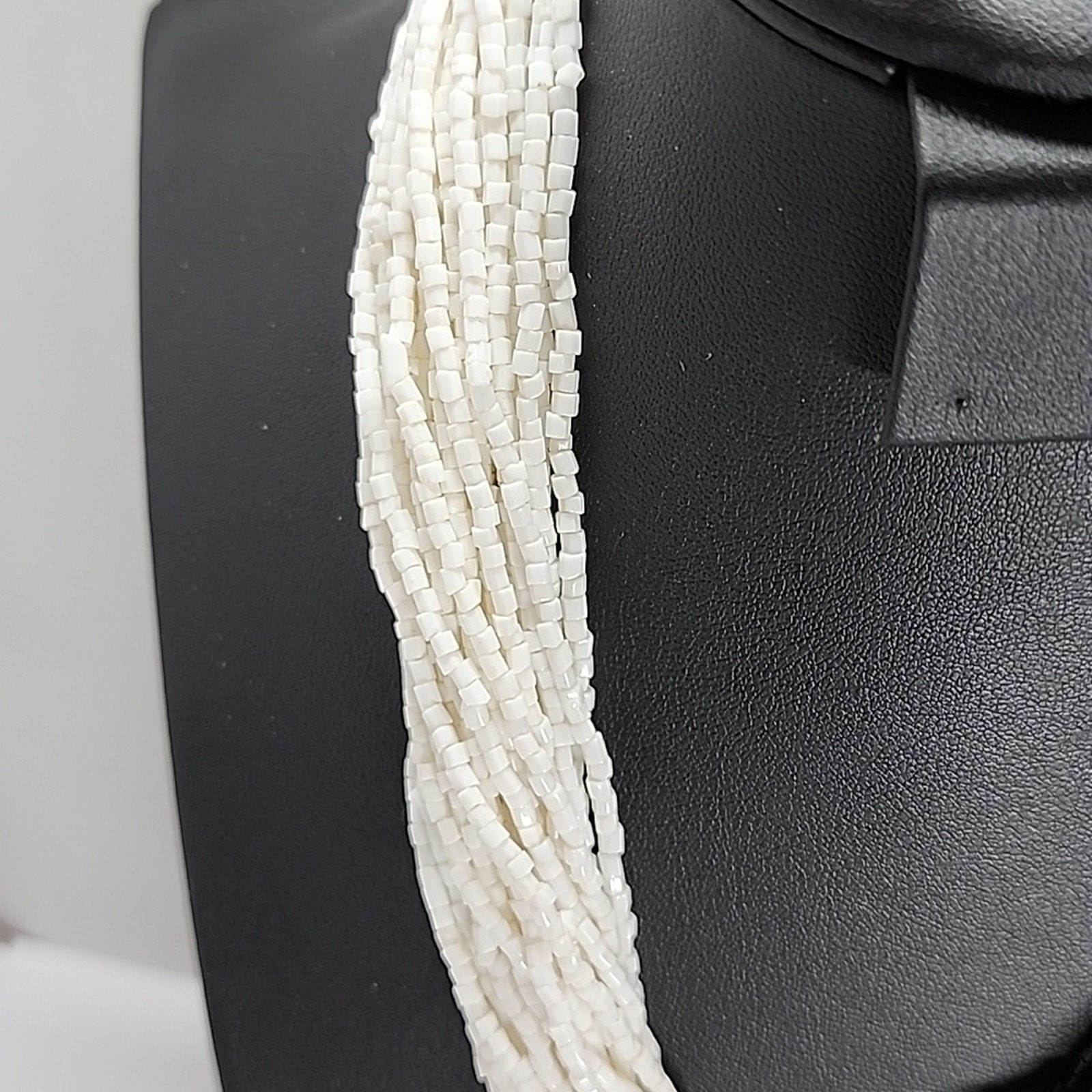 Multi Strand Black & White Seed Bead Necklace