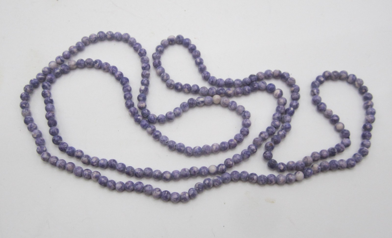 Purple Small Stone Bead Necklace 35”