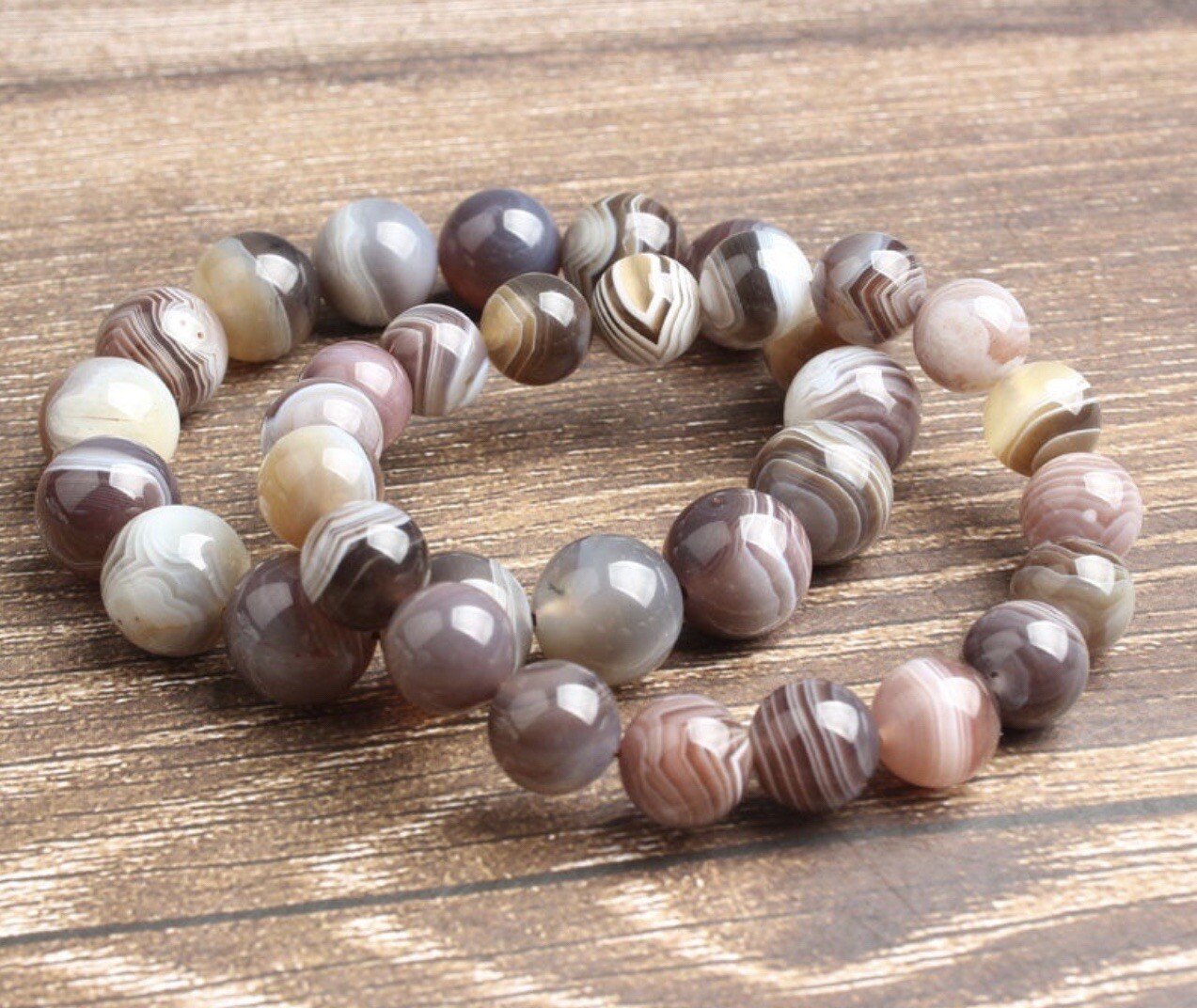 AAA Quality Natural Boswana Agate Round Beaded Bracelet For Men and Women