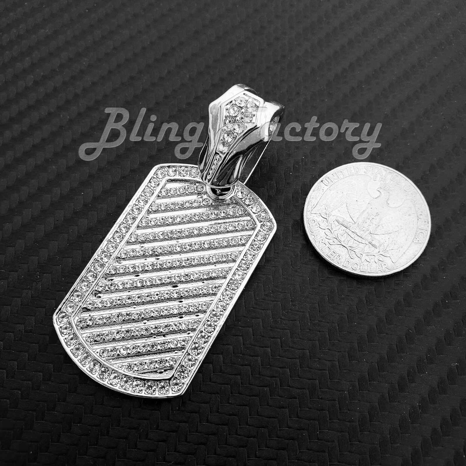 Dog Tag Pendant & 16″ 18″ Iced Baguette Stone Choker Chain Hip Hop Necklace