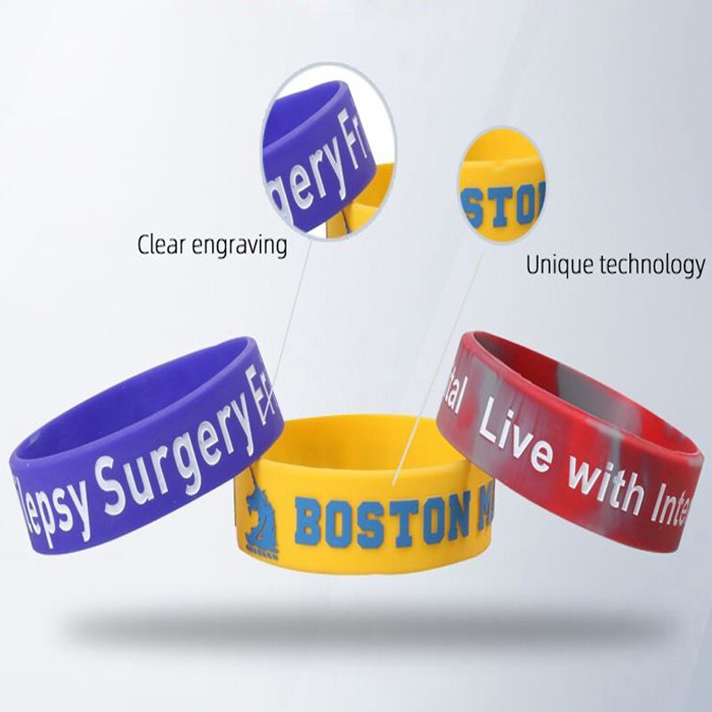 Personalized Custom Silicone Rubber Wristband Bracelets Any Logo Message Text