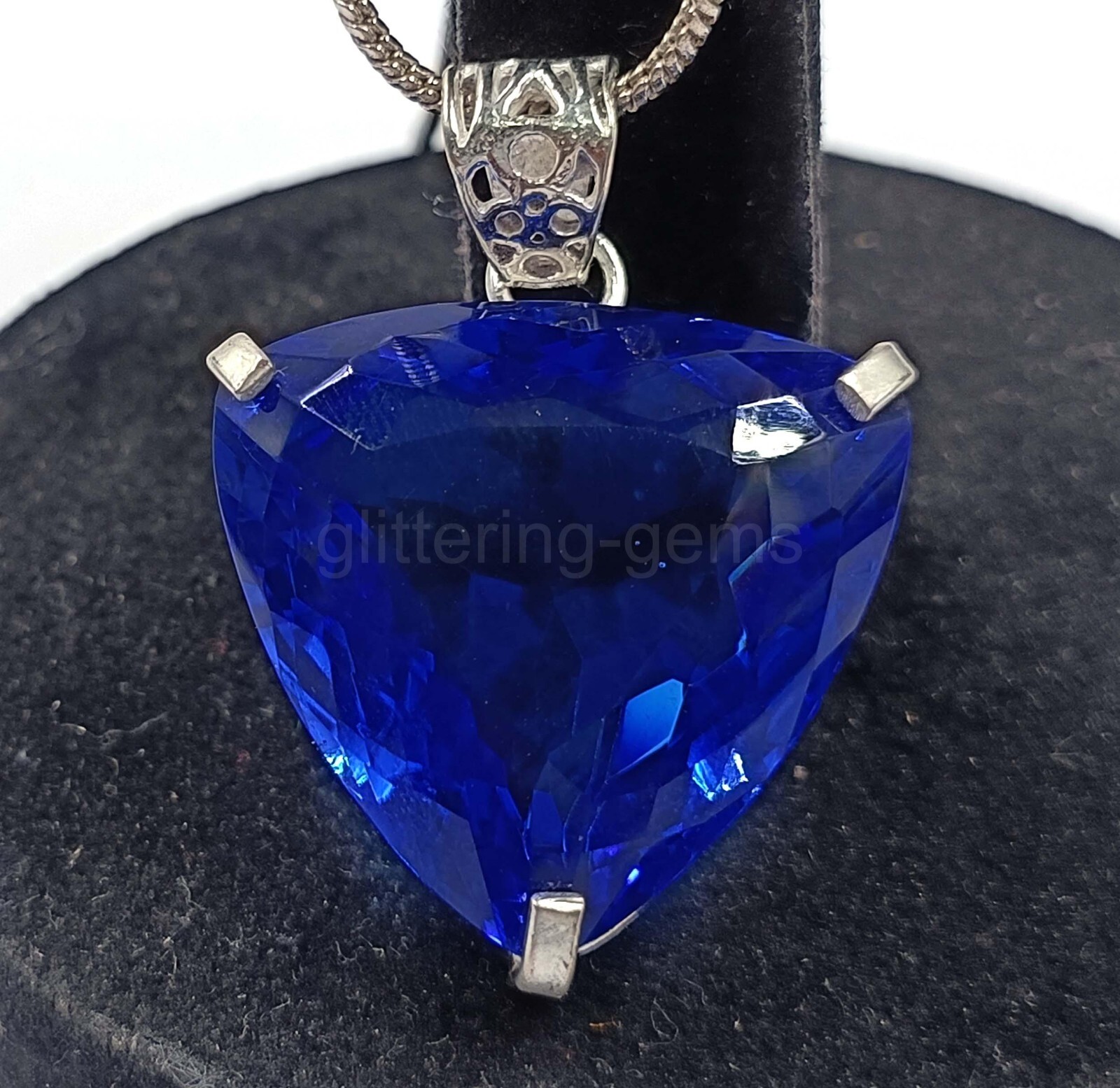 Natural Blue Sapphire 68.75Ct IGL Trillion Cut 925 Solid Pendant IGL Gems 5MSU