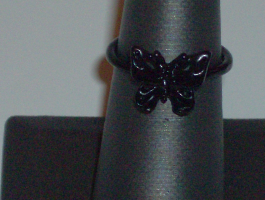 Unique Black Openwork Mini Butterfly Ring- Size 6.5- 1 Piece