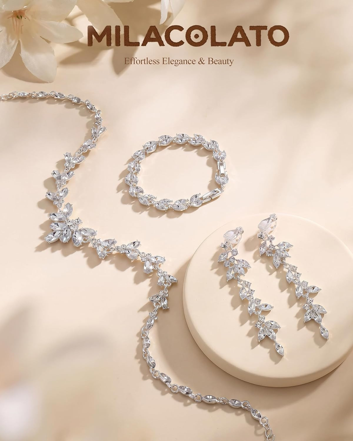 Silver Plated Wedding Jewelry Sets for Women Brides Bridesmaids Hypoallergenic S