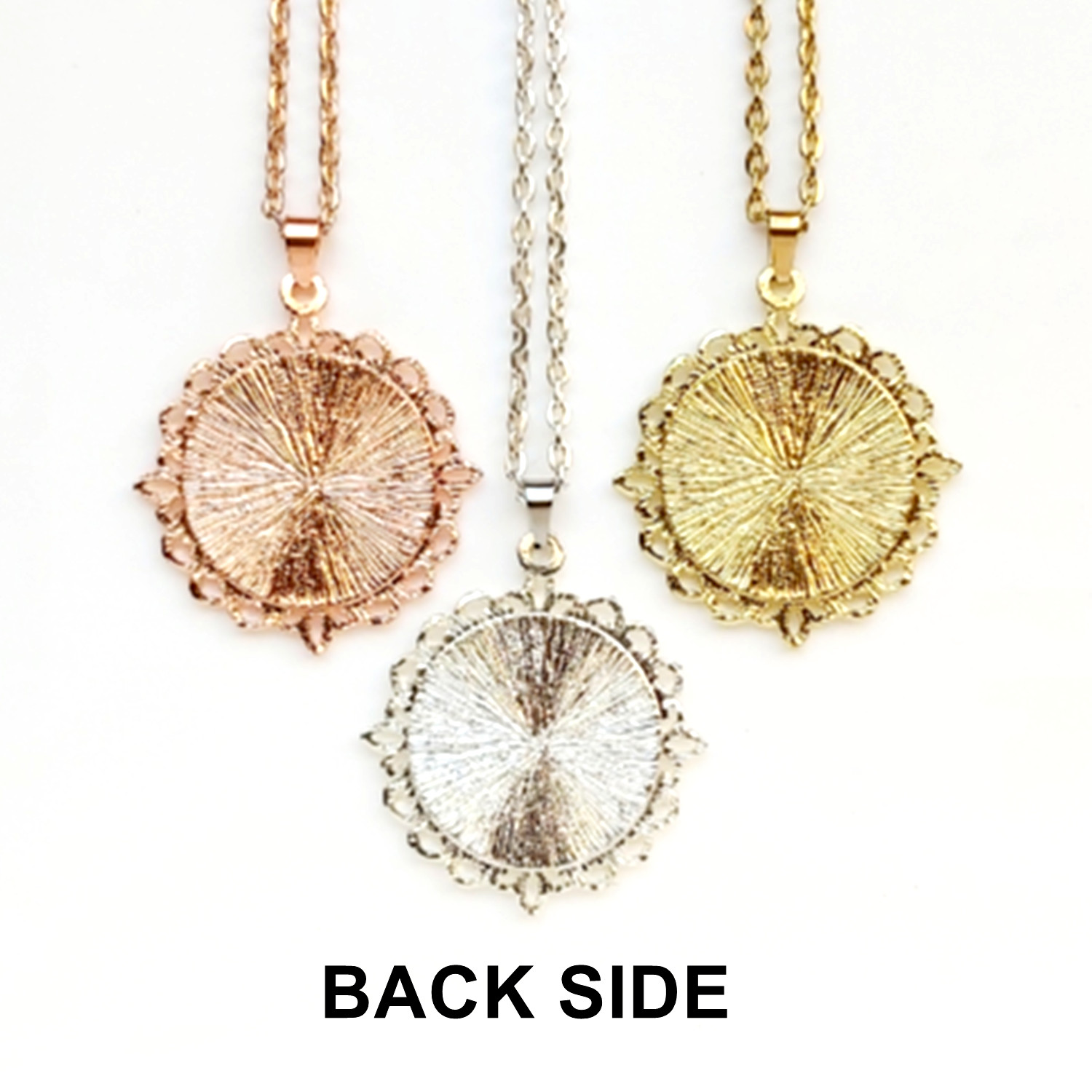 Halloween Ghost Filigree Bezel Pendant/Necklace Silver Gold Rose Gold Tone USA