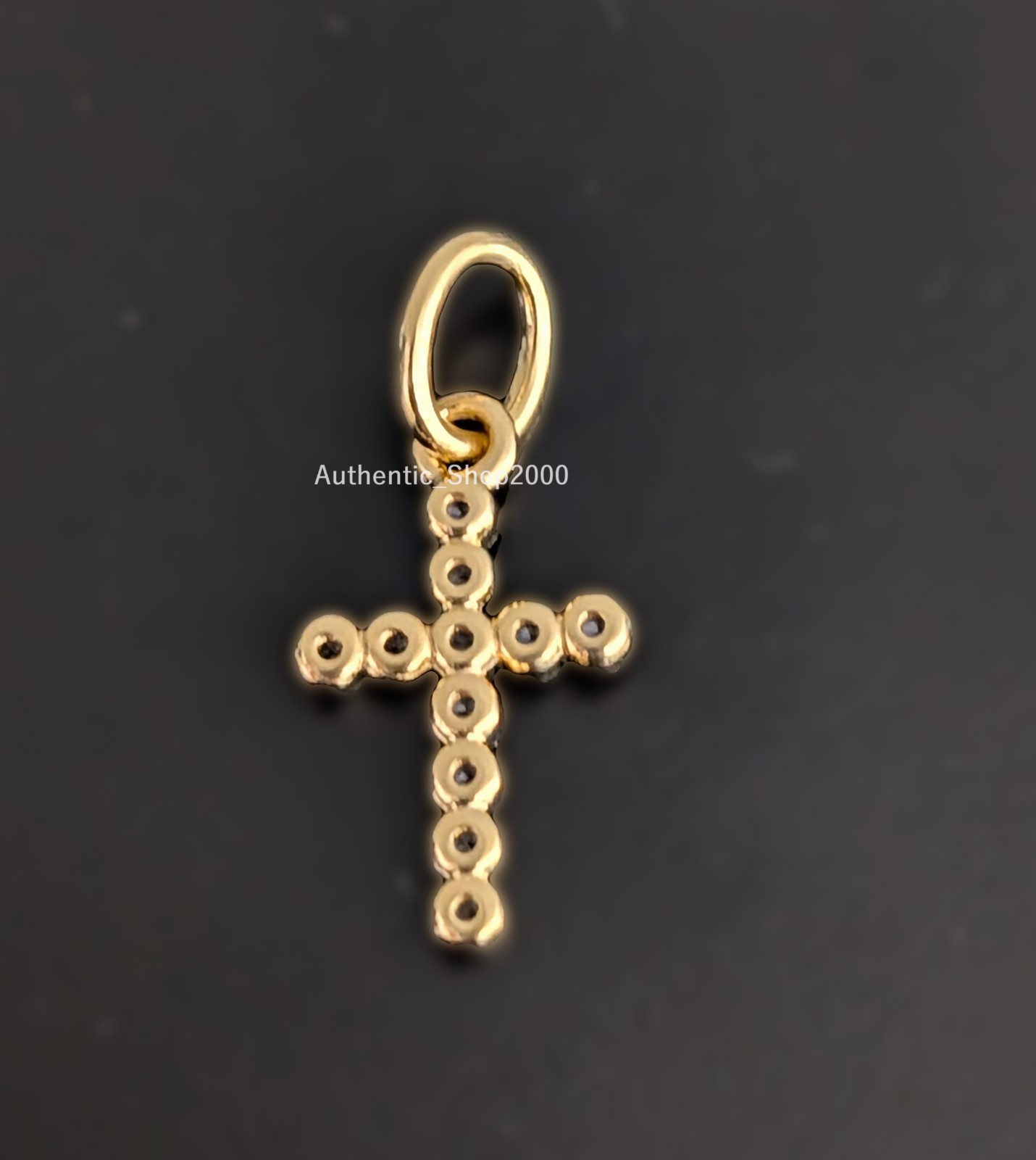New 100% Authentic PANDORA 14k Gold P CZ Cross Dangle Charm Pendant 764063C01