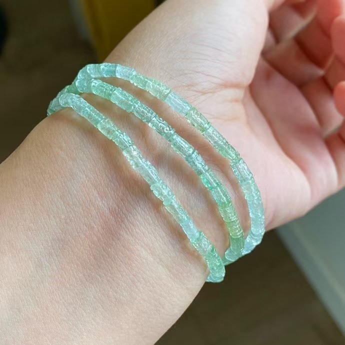 4.5*3mm Natural Green Tourmaline Crystal Quartz Beads Bracelet AAAA