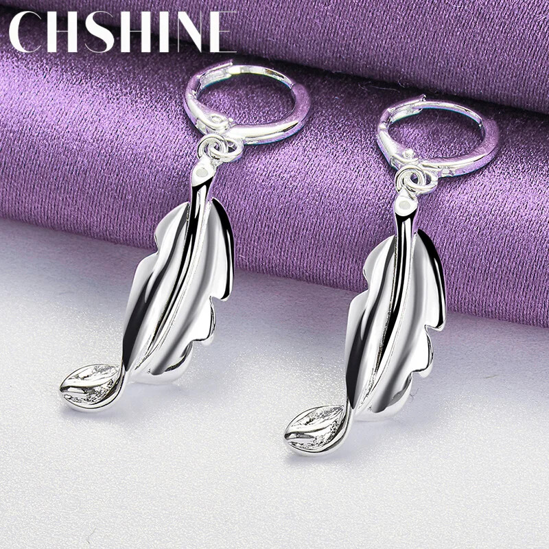CHSHINE 925 Sterling Silver Leaf Earrings For Women Fashion Charm Jewelry