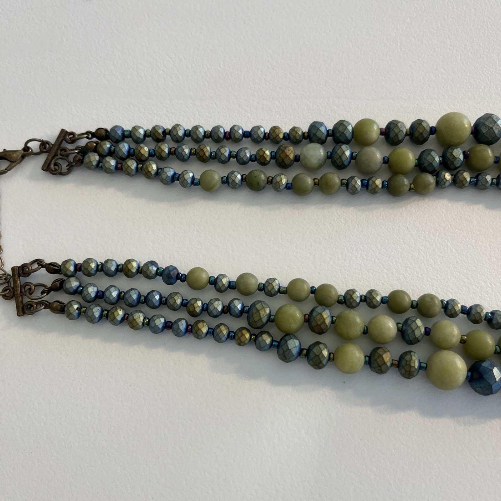 Layered Beaded Chain Necklace Multi-Color Statement Costume Jewelry
