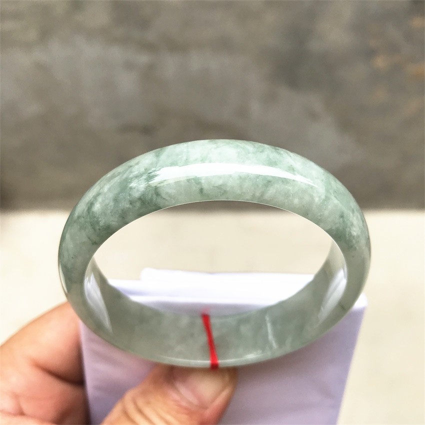53MM Natural Ice Green Jadeite Jade Bracelet Burma Emerald Jade Bracelet