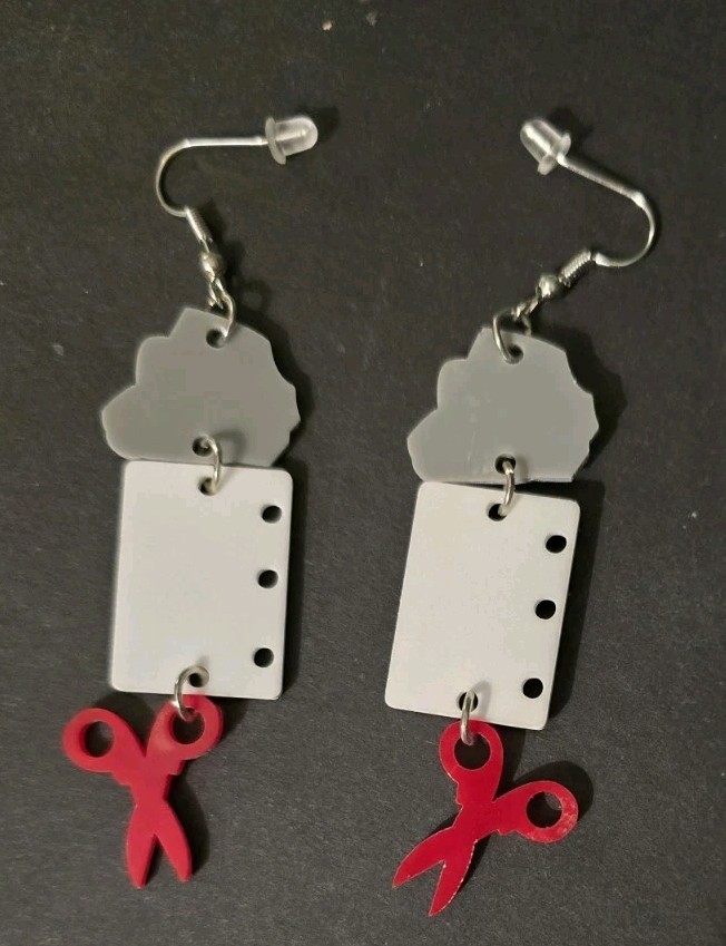 Rock Paper Scissors Acrylic Dangling Earrings Playful Whimsy 2.5x.75″