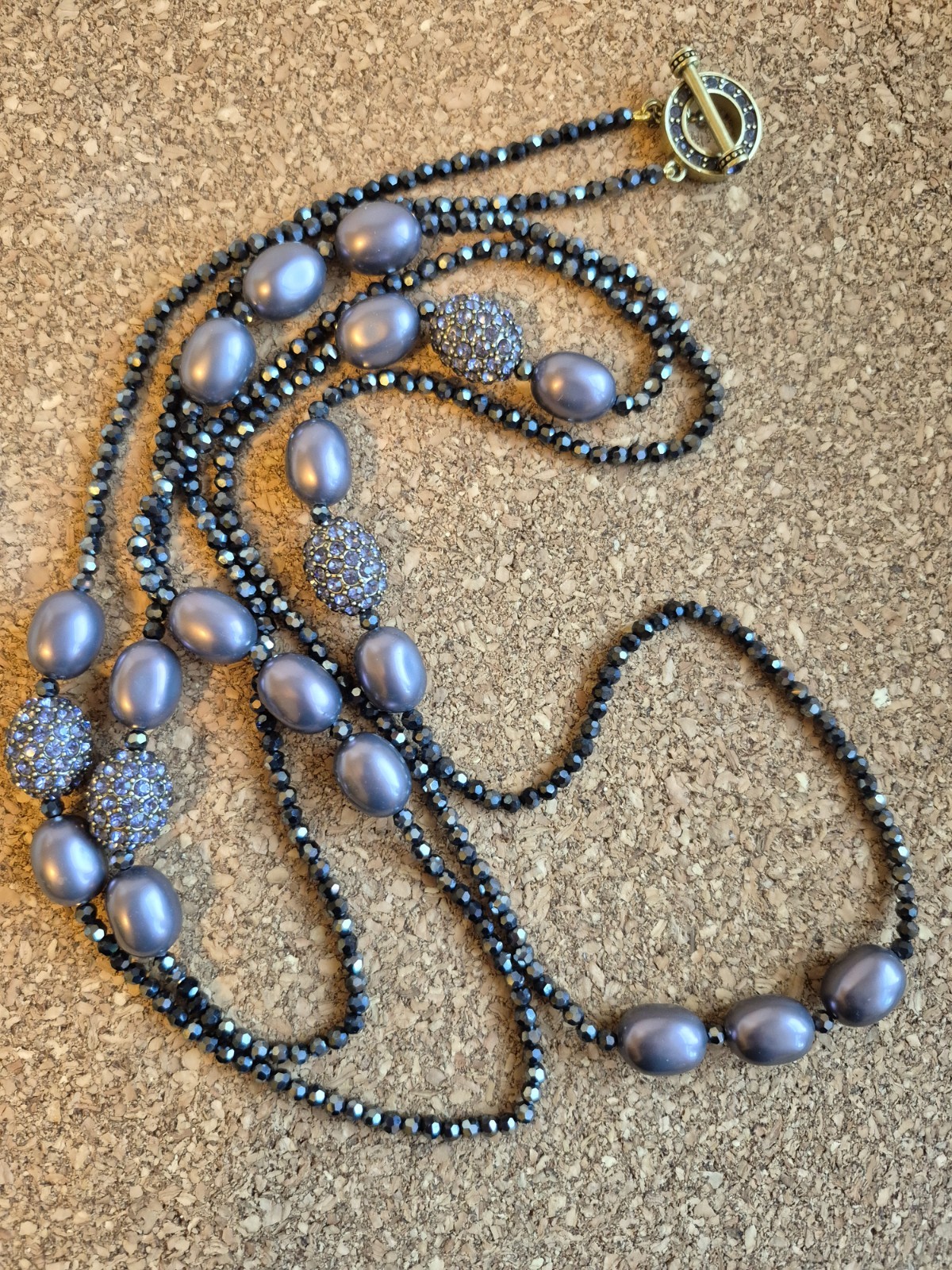 Heidi Daus 67.5″ Necklace Purple Beads Lavender Pearls