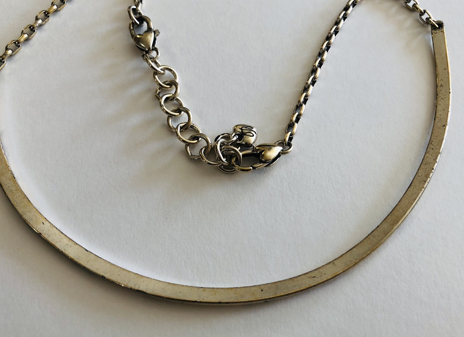 Vintage Brighton Gold Tone Scroll Engraved Curve Bar Collar Necklace Extension D