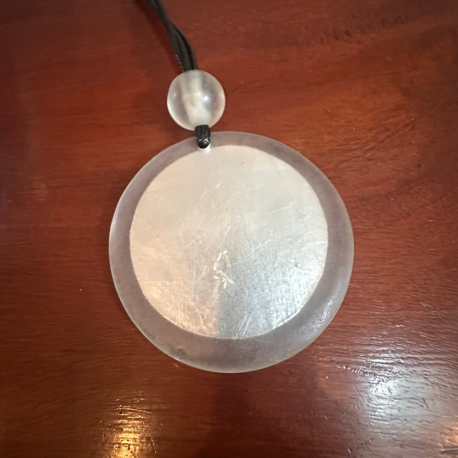 SYLCA Designs Silver Black Necklace Round Modern Contemporary Lagenlook Jewelry