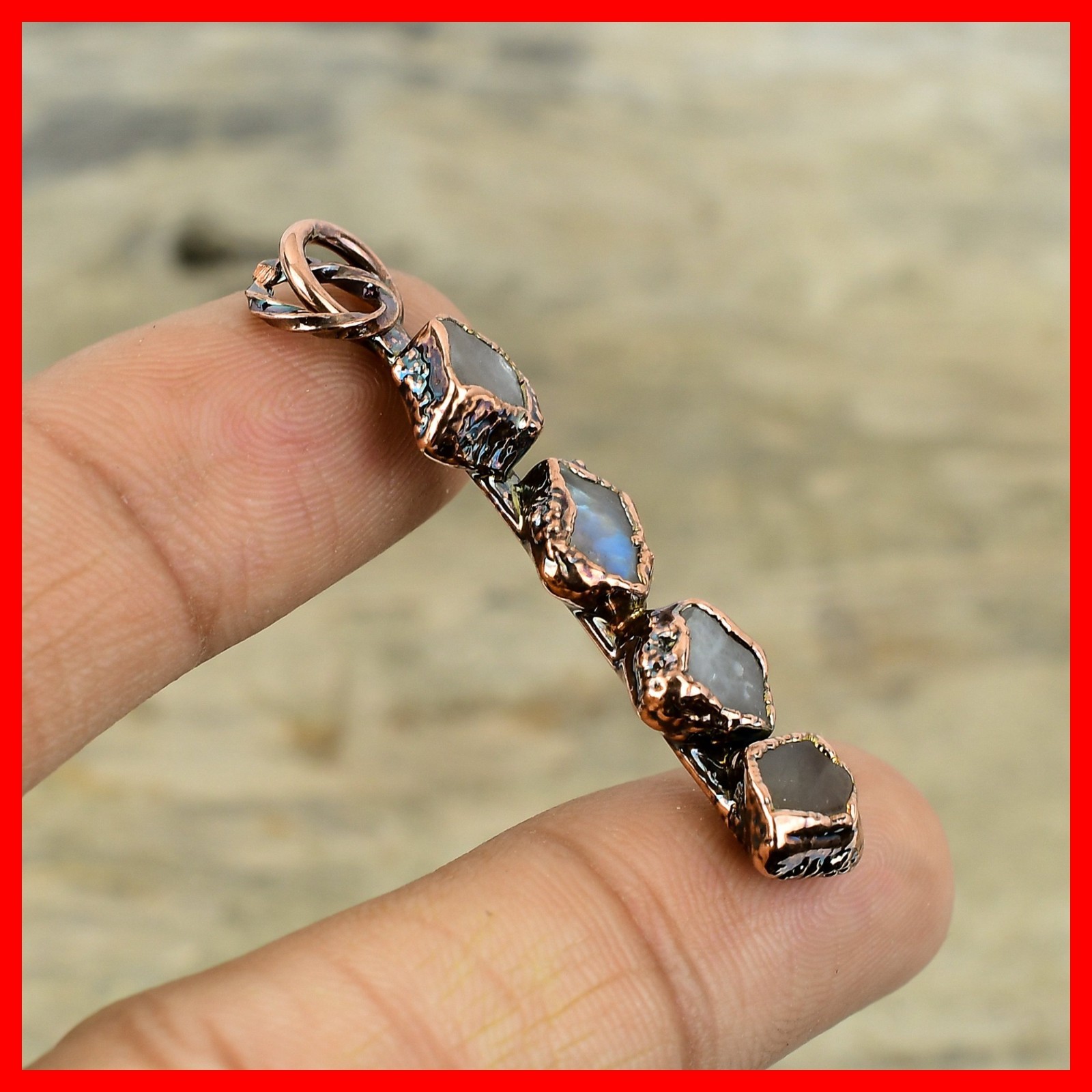 Copper Labradorite Rough Gemstone Electroformed Third Eye Chakra Wedding Pendant
