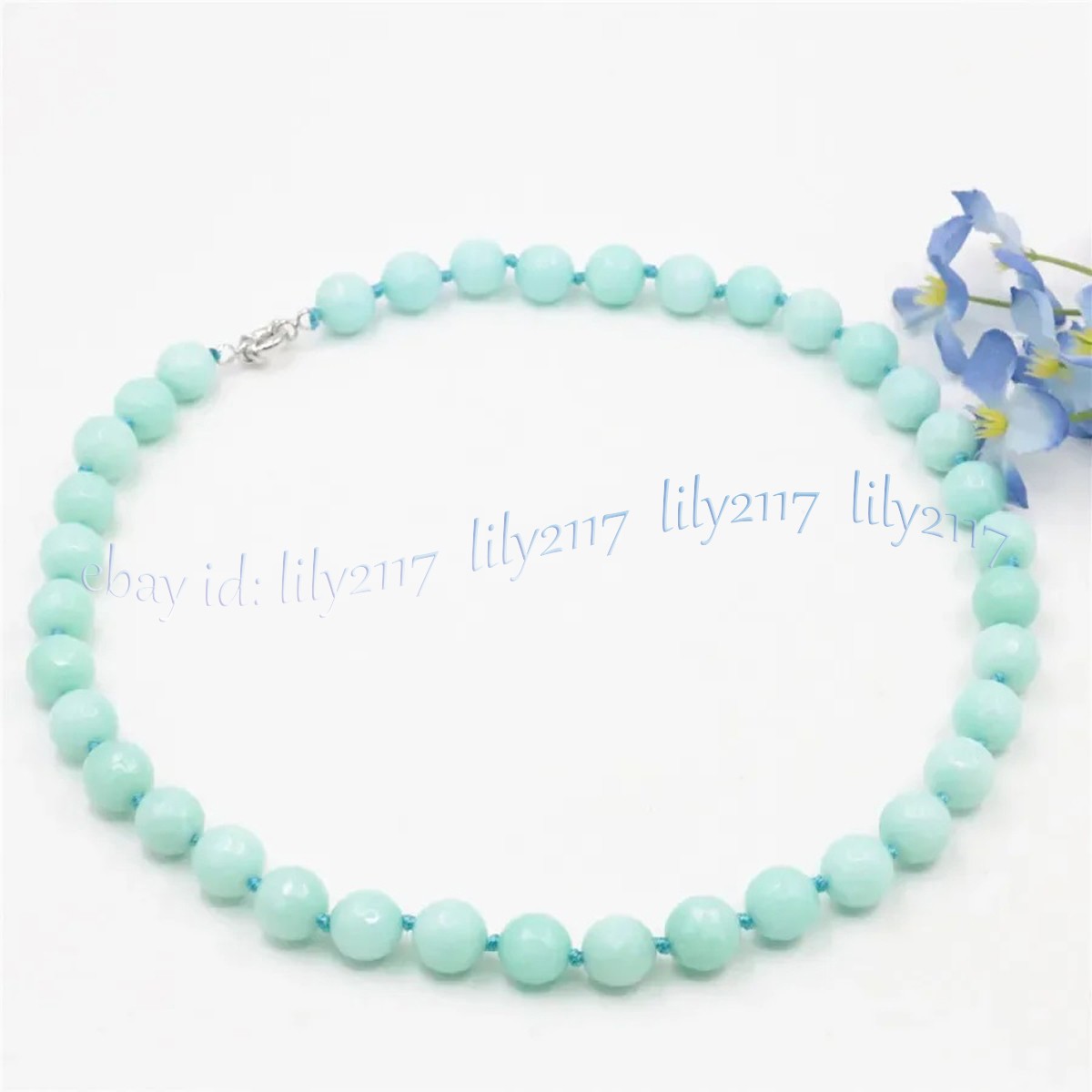 Natural Blue Amazonite Round Gemstone Beads Necklaces 16-48 inch 6/8/10/12/14mm