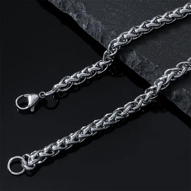 8Pcs Men’s Chain Necklace Set Stainless Steel Necklaces Hip Hop Jewelry Gift