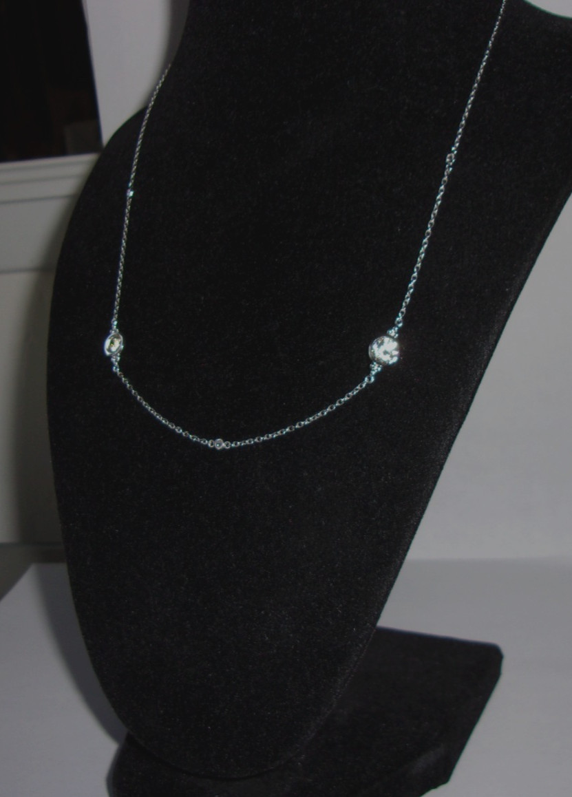 JUDITH RIPKA FLOATING S. S. NECKLACE WITH BEZEL SET WHITE CUBIC ZIRCONIA(2)