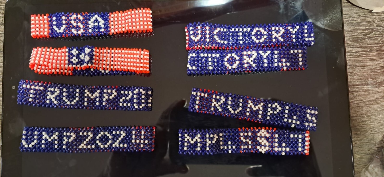 Trump Beaded Bracelet Red White and Blue 3 Piece