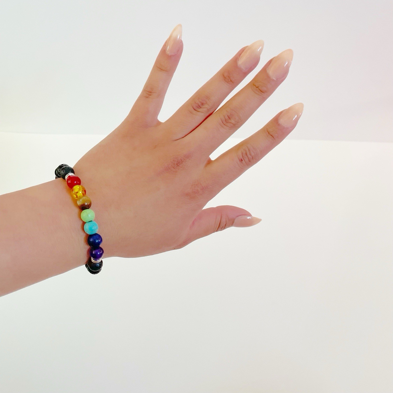 7 Chakra Lava Bead Bracelet – 8mm Crystal Bracelet – Genuine Gemstone Jewelry