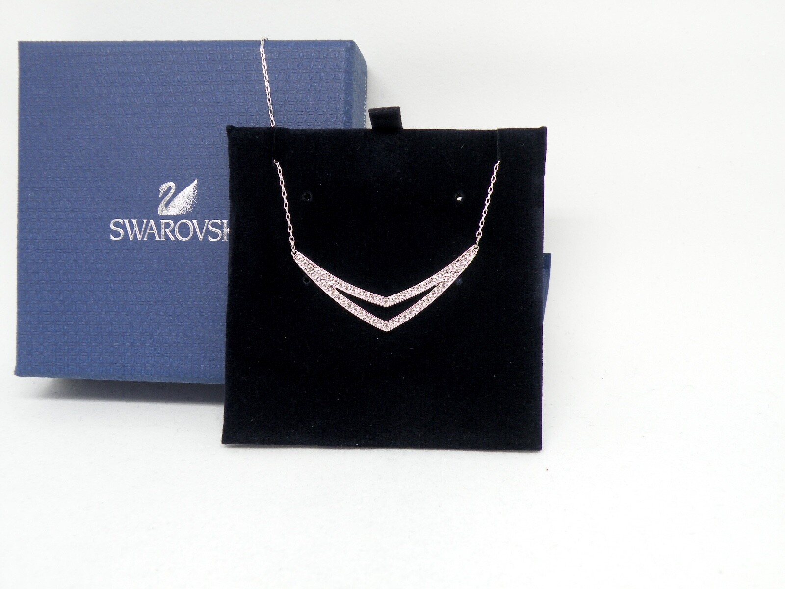 Authentic Swarovski “ALPHA” Crystal Necklace, Rhodium finish New in Box