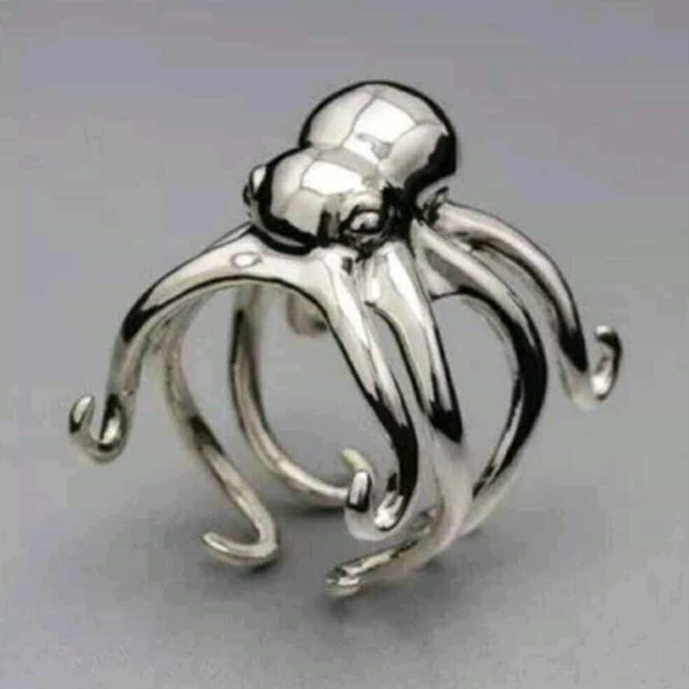 Elegant 925 Sterling Silver Fashion Charms Unique Octopus Ring One Size Fit All