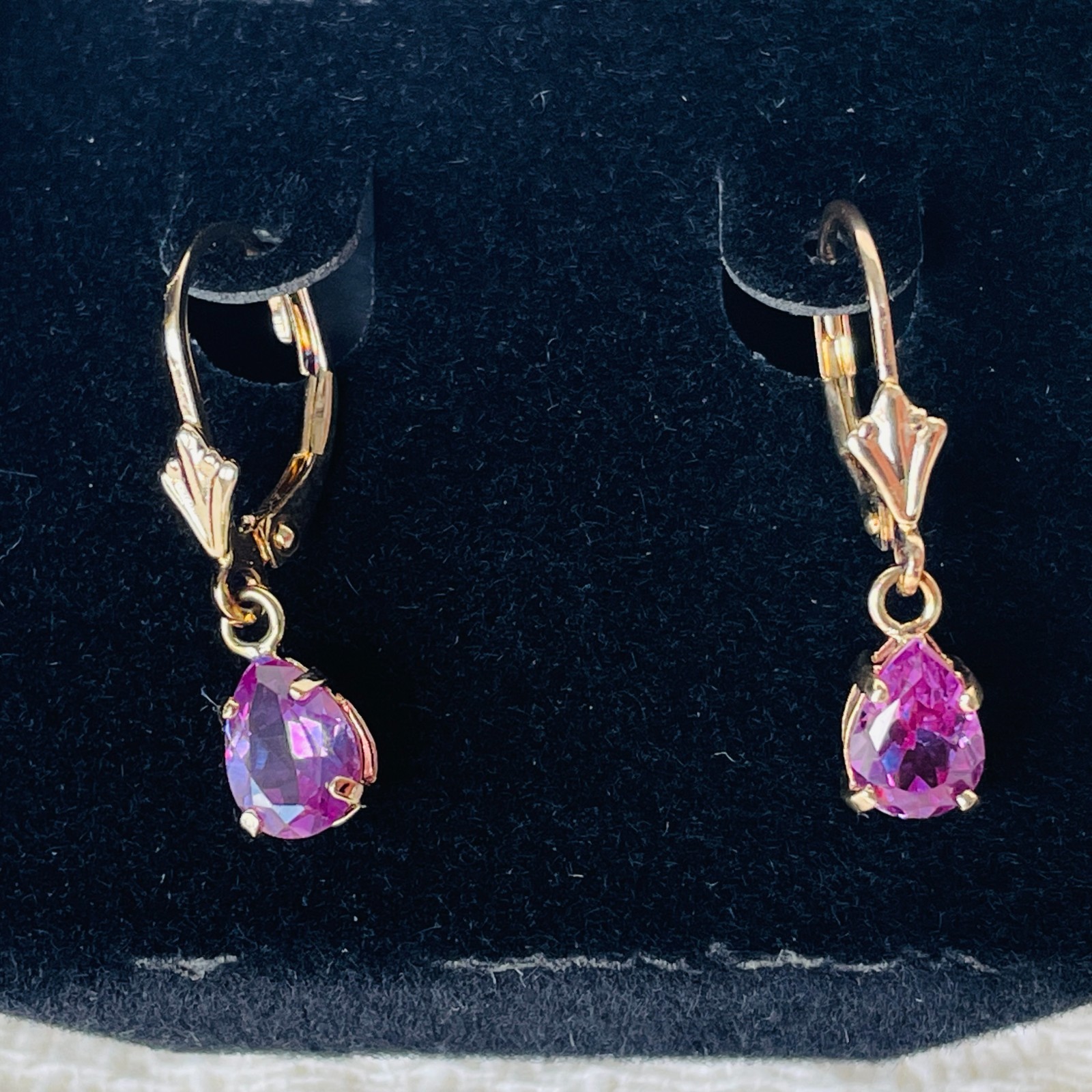 Technibond 18K Yellow Gold Plated 925 Silver Amethyst Gem Earrings 1.55 g – NEW!