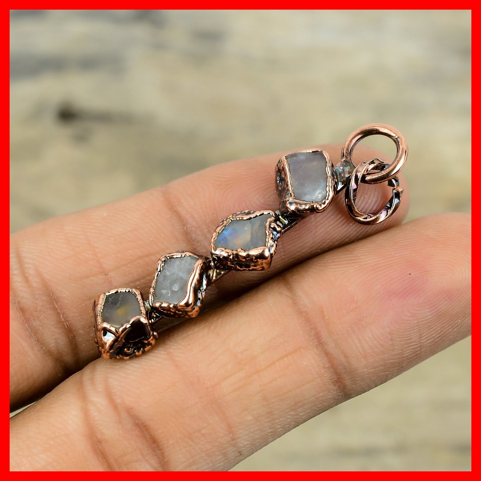 Copper Labradorite Rough Gemstone Electroformed Third Eye Chakra Wedding Pendant