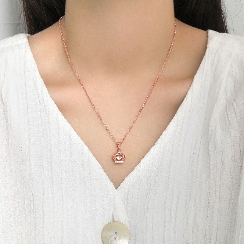 Silver or Rose Gold Plated Crown Pendent Necklace