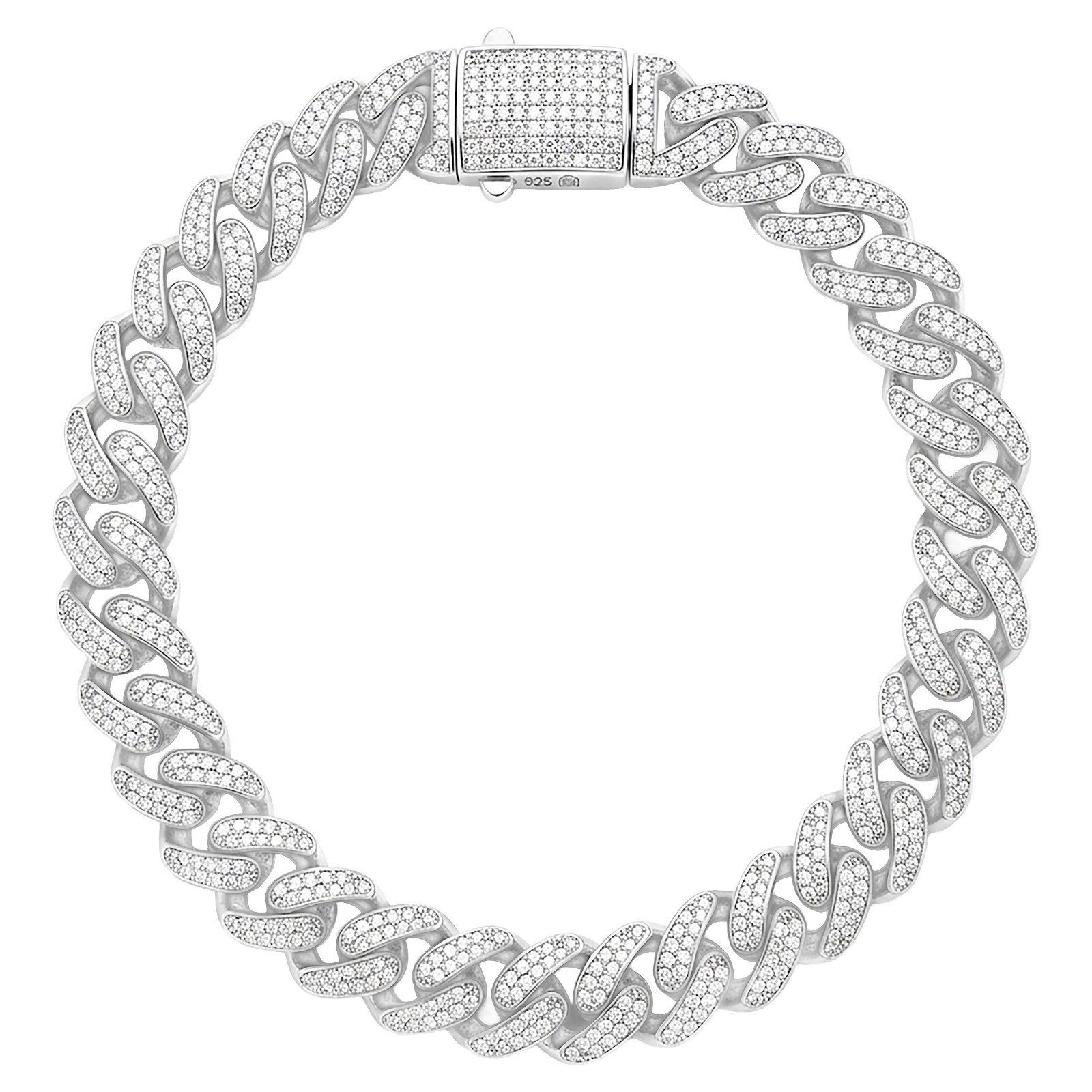 11mm Iced Out Cuban Link Bracelet 925 Sterling Silver CZ Pave 8/9″ Unisex