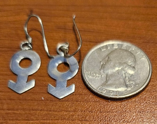 Sterling silver earrings, male symbol