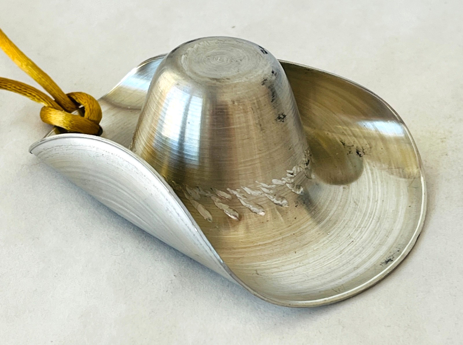 Aluminum Cowboy Hat Pendant on Silk Cord 3.25″ x 2.5″