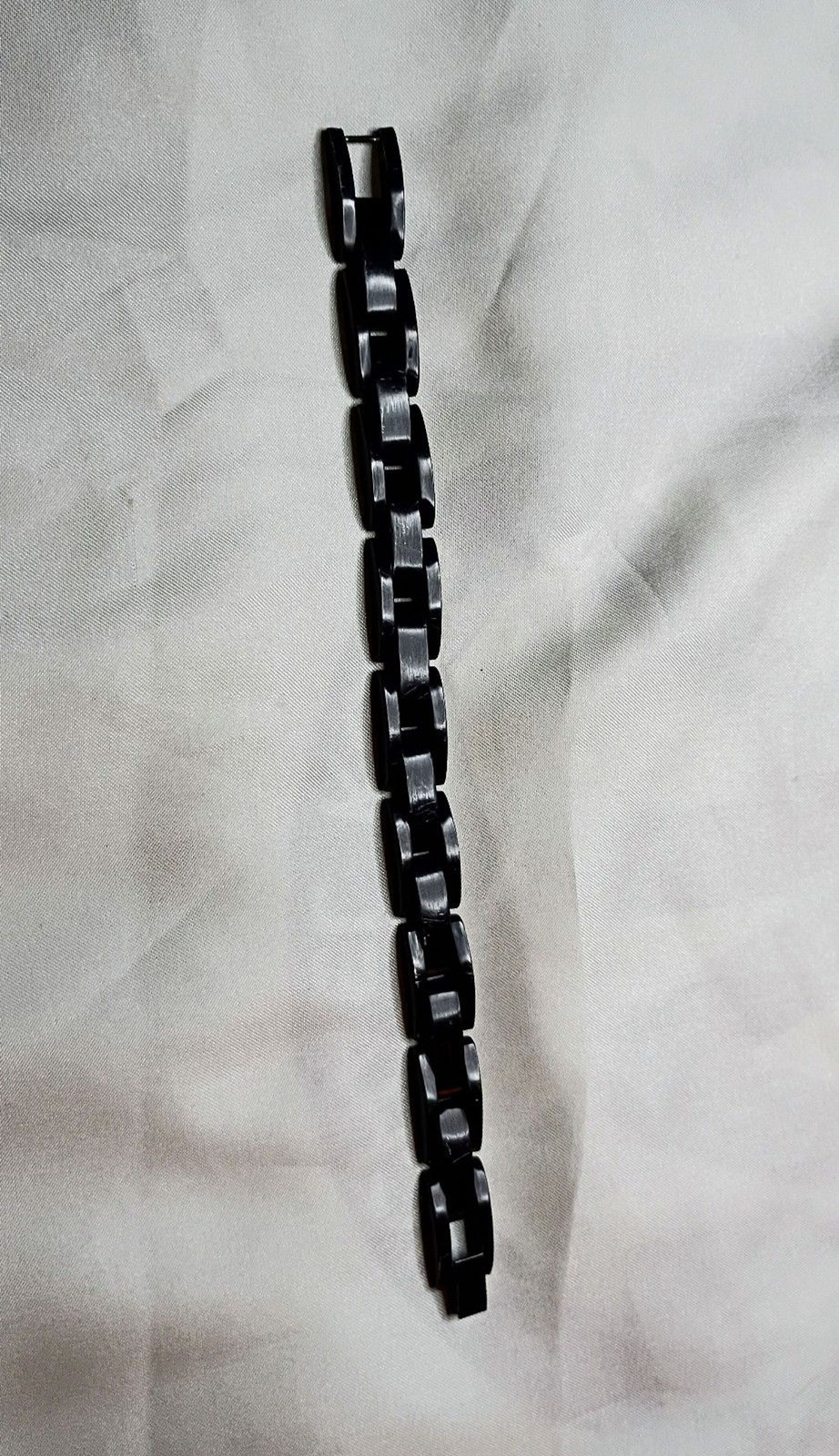 Black Ion Plated Stainless Steel Wide Link Men’s Bracelet 7.5″
