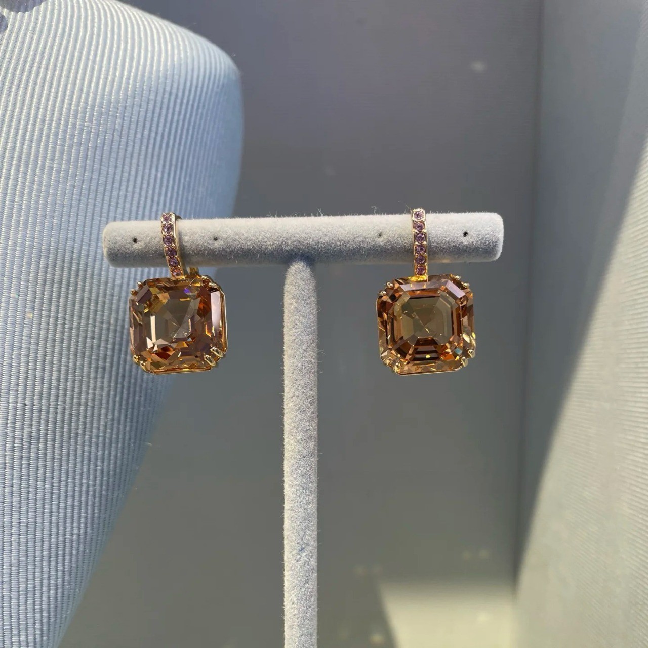 Swarovski Necklace Caramel Brown Octagon Crystal Sugar Cube Clavicle Chain New