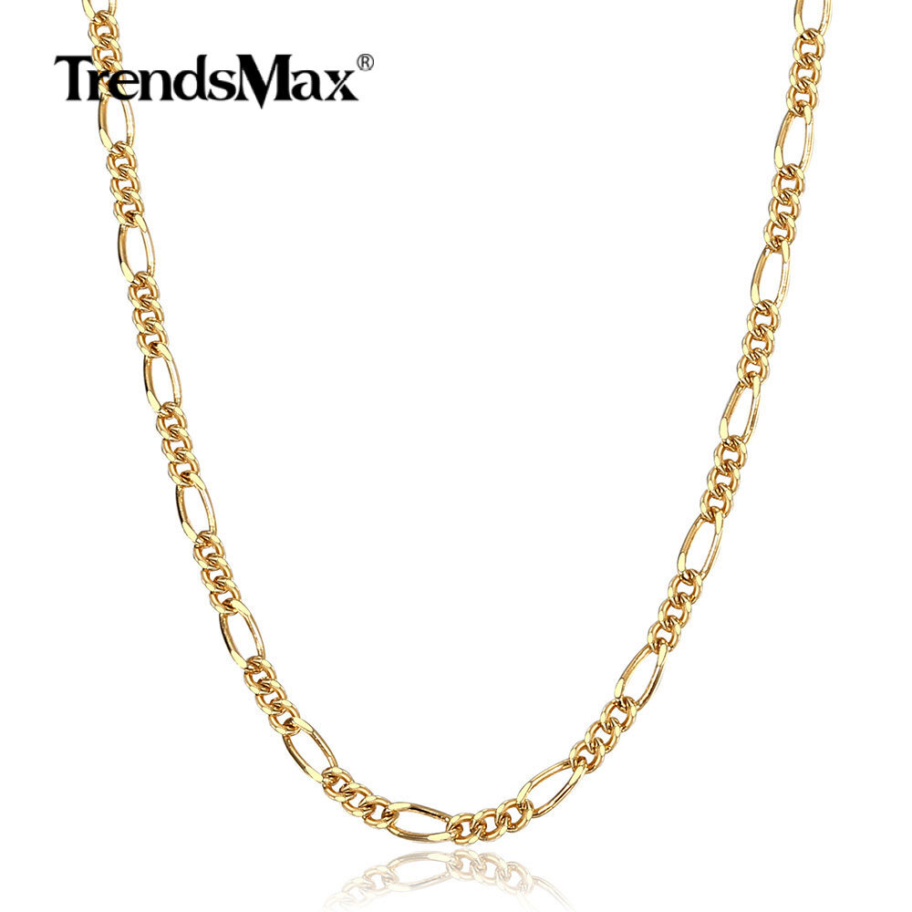 2mm 18″ Gold Plated Stainless Steel Figaro Link Chain Necklace Choker