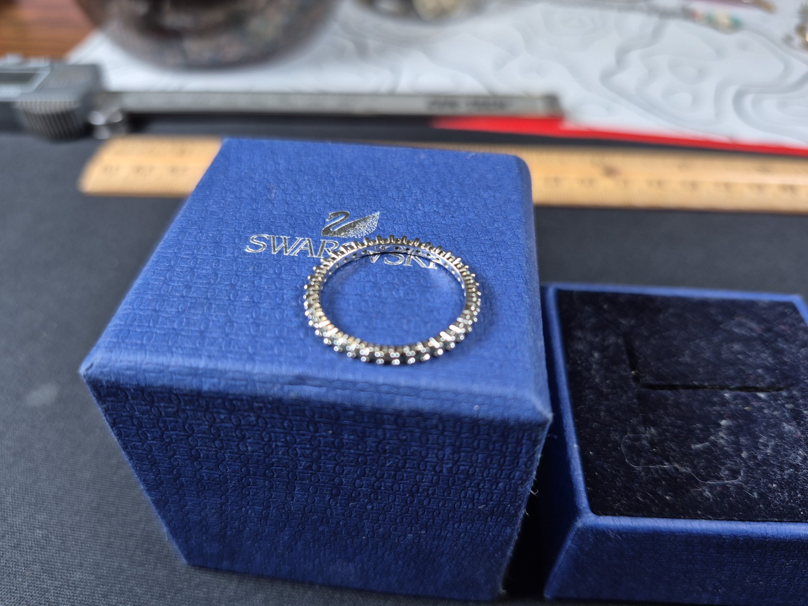 Swarovski Vittore Eternity Band Ring Clear Crystal Rhodium Size 55 US 7 w/ Box