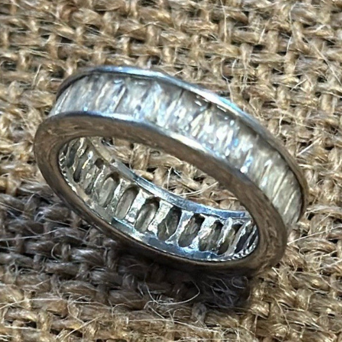 Montana West Silver Tone Channel-Set Eternity Band Ring Size 6