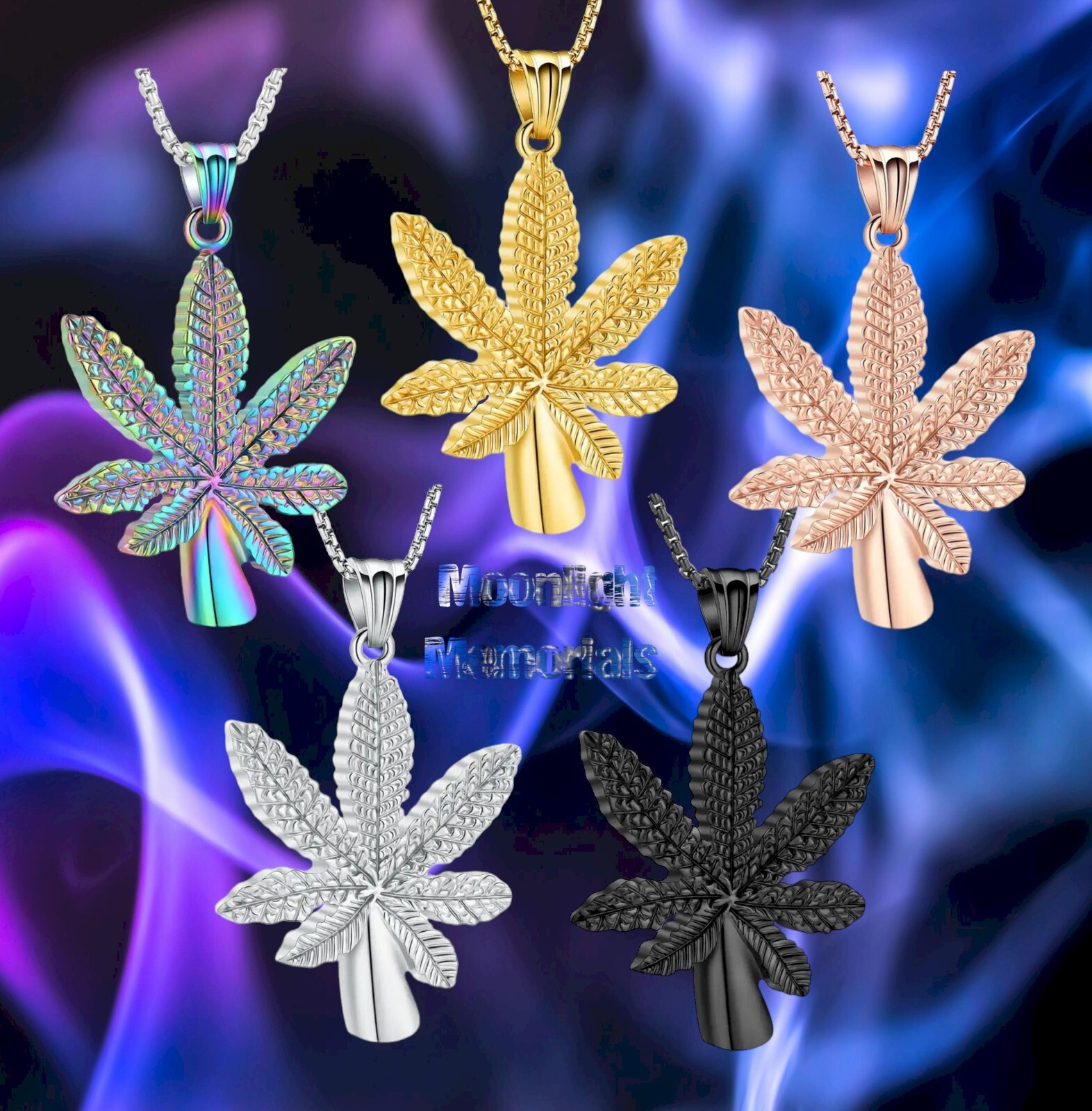 New Leaf Marijuana Weed Urn Ashes Cremation Keepsake Memorial Necklace