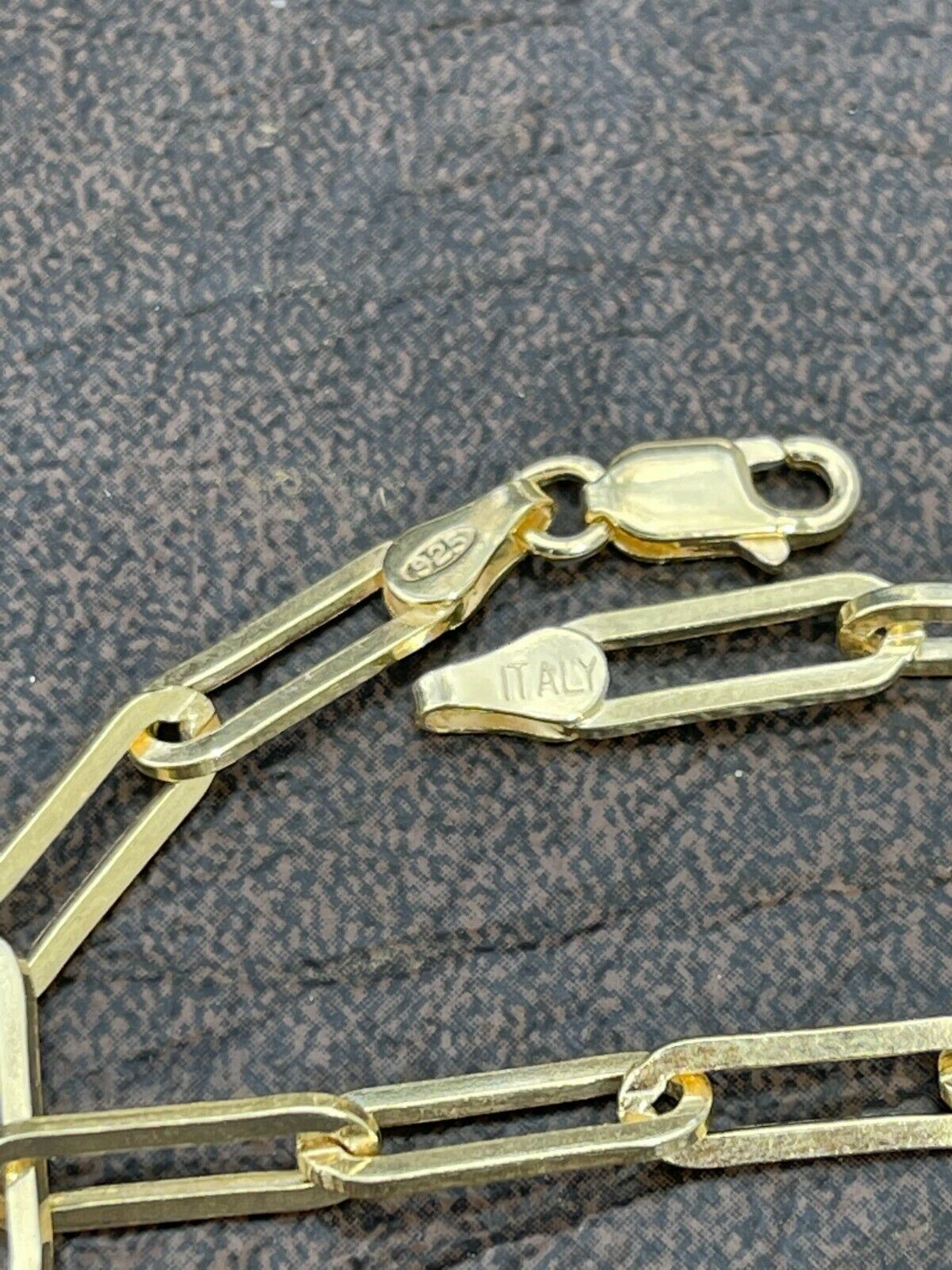 14k Gold Plated Solid 925 Sterling Silver Paperclip Bracelet 2.5mm-4mm ITALY