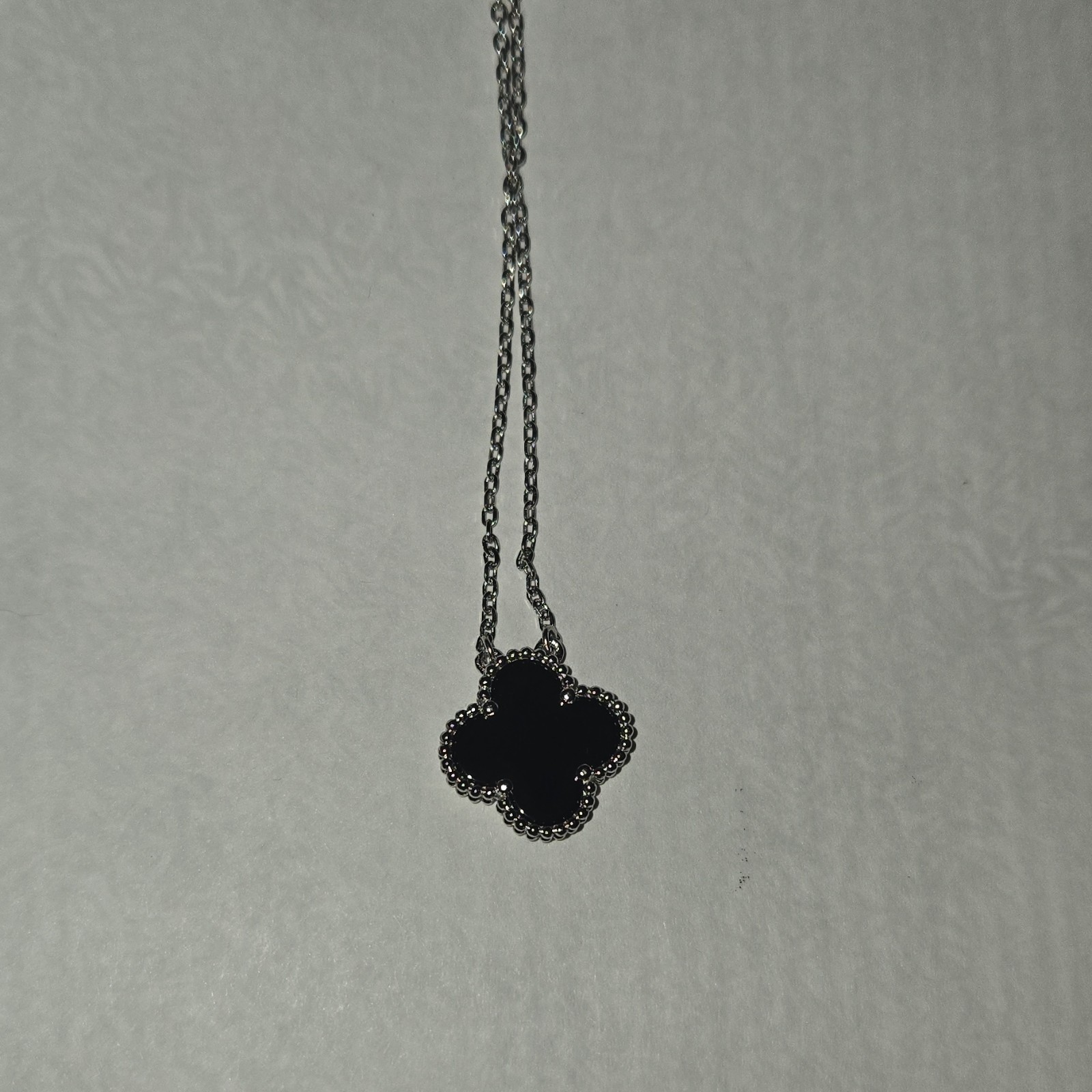 18 &20 cm Silver Tone Cable Chain Necklace with Clover Quatrefoil Charm Pendant