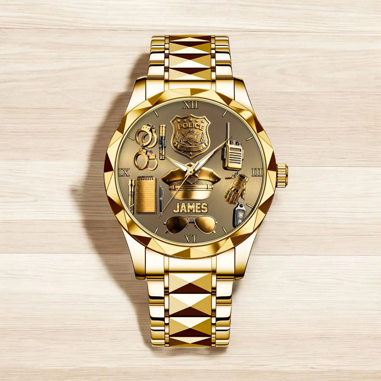 Personalized Police/ Retired Police Man Wrist Watch, Custom Cop Watch, Law Enfor