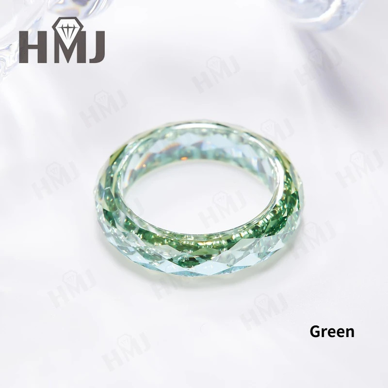 All Lab Grown Ruby Moissanite Ring Plain Band Ring White/Green/Blue Jewelry Gift
