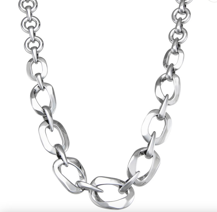 VERA WANG Silver Tone Link Collar NECKLACE + 3 Pairs Shape Link EARRING SET NIP