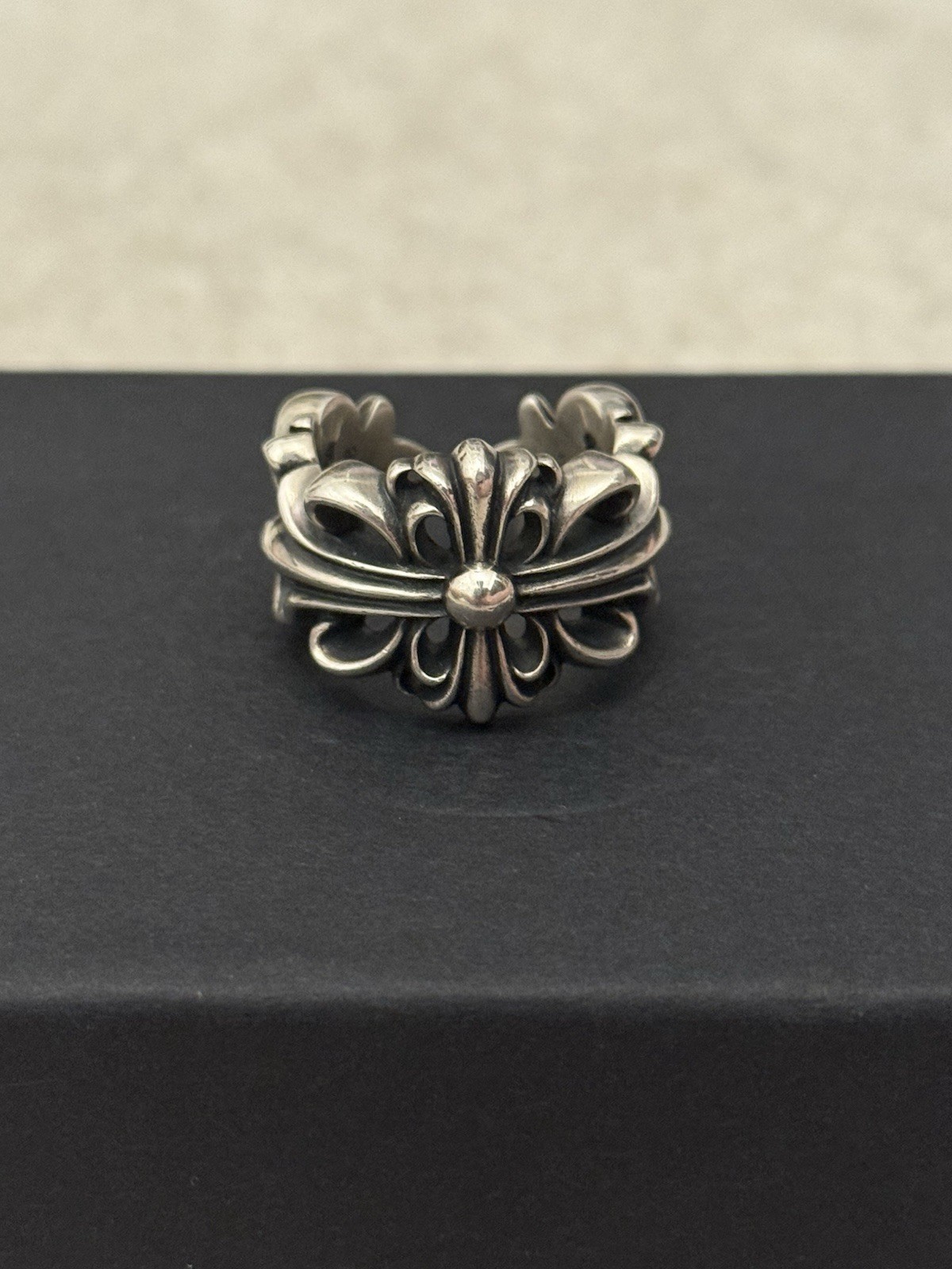 Chrome Hearts Double Floral Ring 925 Sterling Silver Pre-owned Size 10