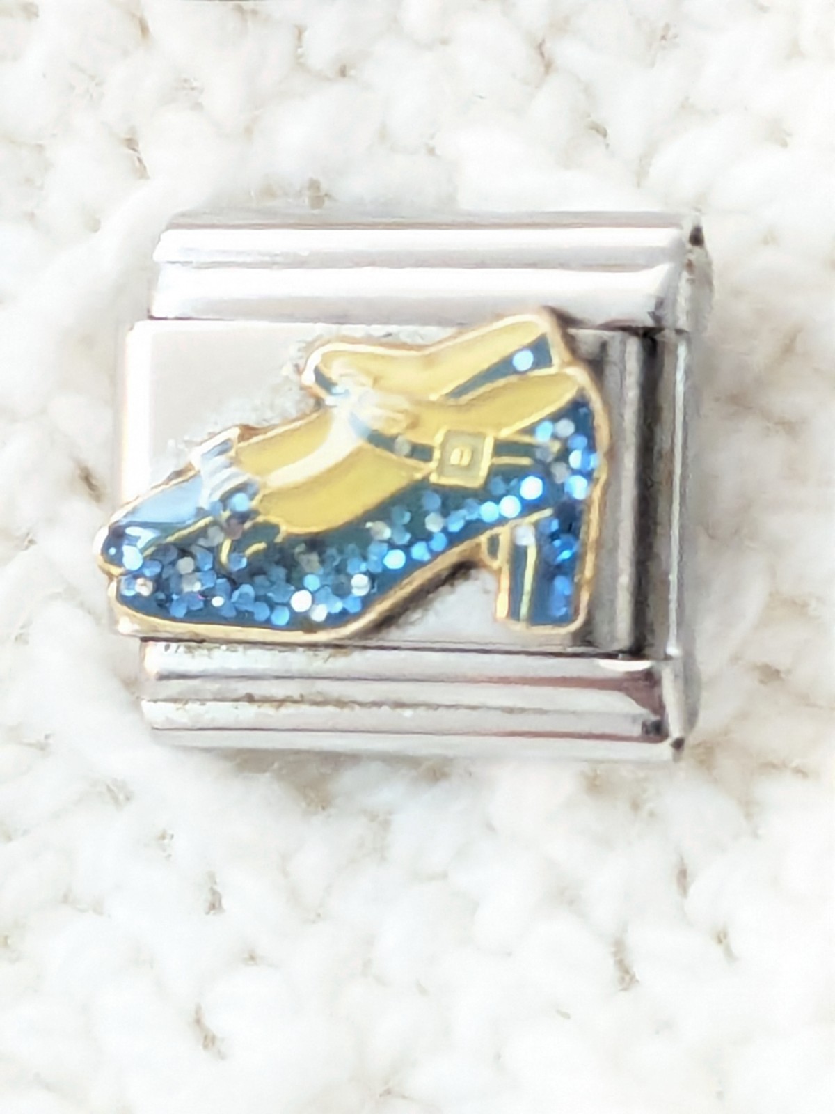 Authentic Casa D’Oro Glitter Blue Shoes Italian Charm Classic 9mm Link P67
