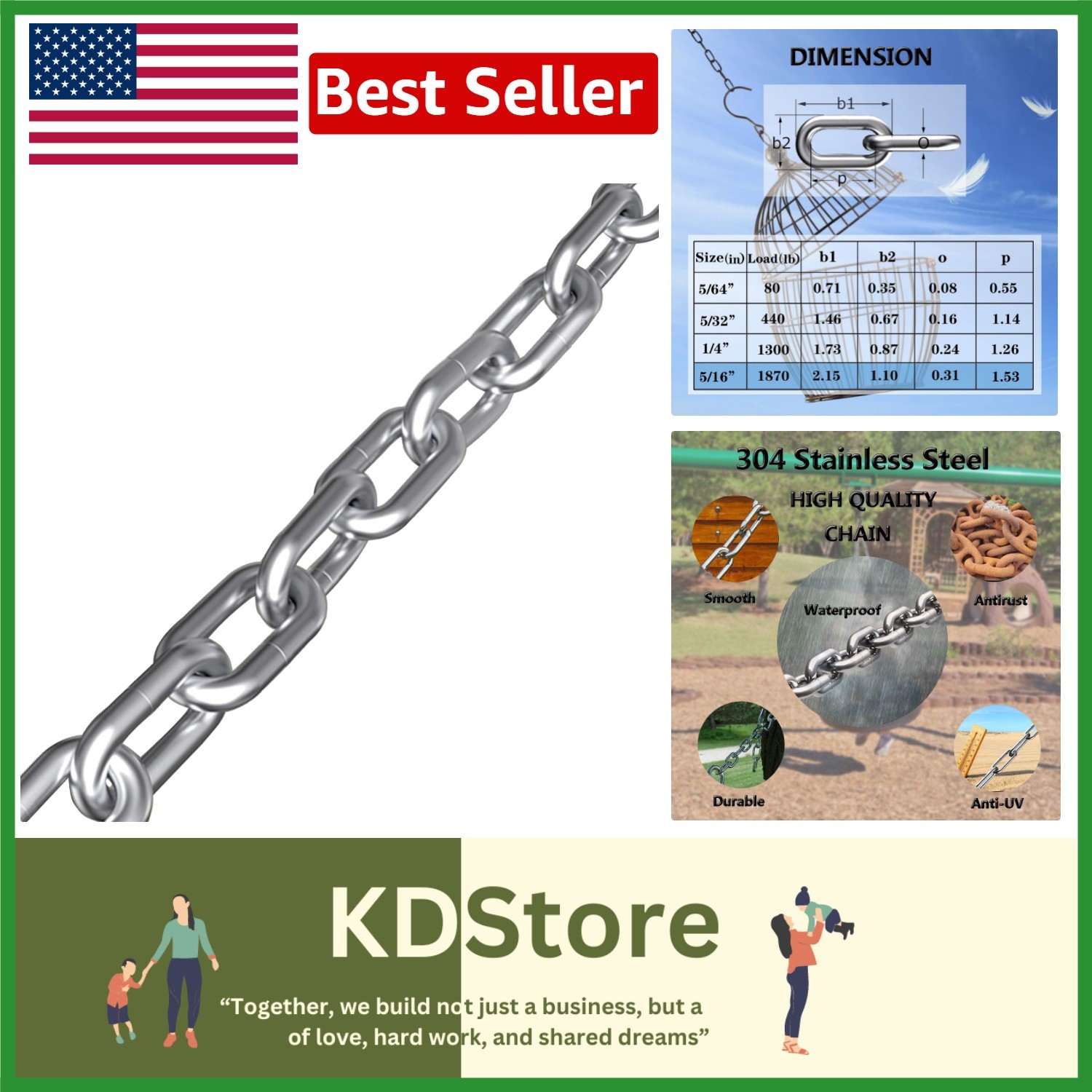 Versatile 6.5ft Heavy Duty Chain 5/16in – Ideal for Towing, Lifting, and Hanging